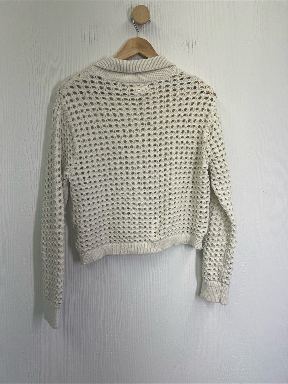 H&M - Cream Ivory Open Knit Button Down Lightweight Long Sleeve Cardigan Size XS - Picture 10 of 11